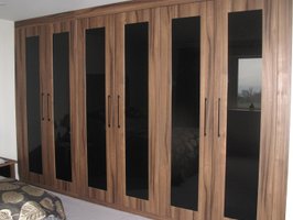 Black Glass with Wood Effect Fitted Wardrobe