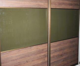 Green Panel Wood Effect Sliding Wardrobe Bronze Profile